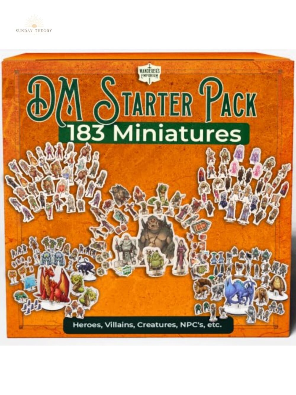 183 Pcs DND Miniatures Flat Standee Set with Bases - 28-32mm Cardboard Minis